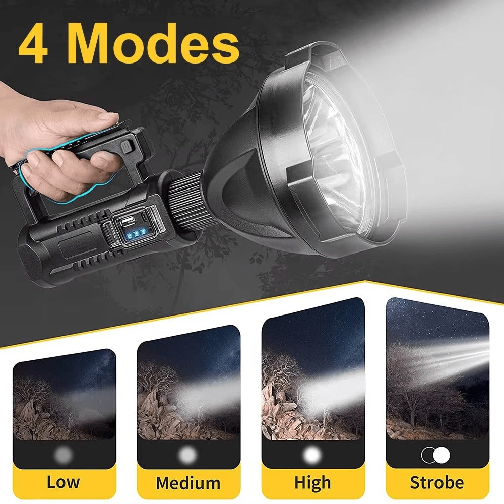 XHP90 High Power LED Flashlight USB Rechargeable Powerful Spotlight Searchlight ¨C 4 Modes, Camping Lantern Torch with Bracket for Fishing Camping Hiking Hunting Outdoor Adventure Patrol