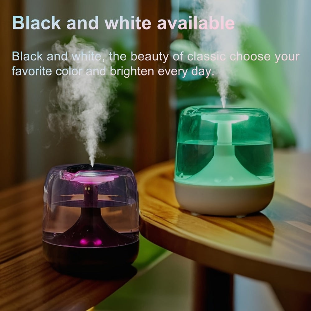 Cool Mist Humidifier with 7-Color Night Light & Transparent Tank | USB Quiet Humidifier 24H Runtime, 2-Speed Mist, Top-Fill Design for Bedroom, Office & Small Spaces | White & Green