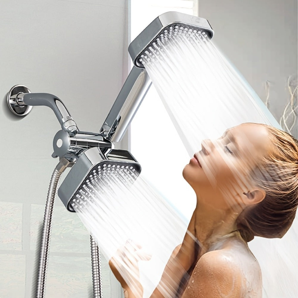 Handheld Shower Head Kit 4 Inch High Flow with Long Hose 3-Way Diverter Dual Purpose Shower Spray Assembly Wall Mount Bathroom Shower Fixtures Silver Black