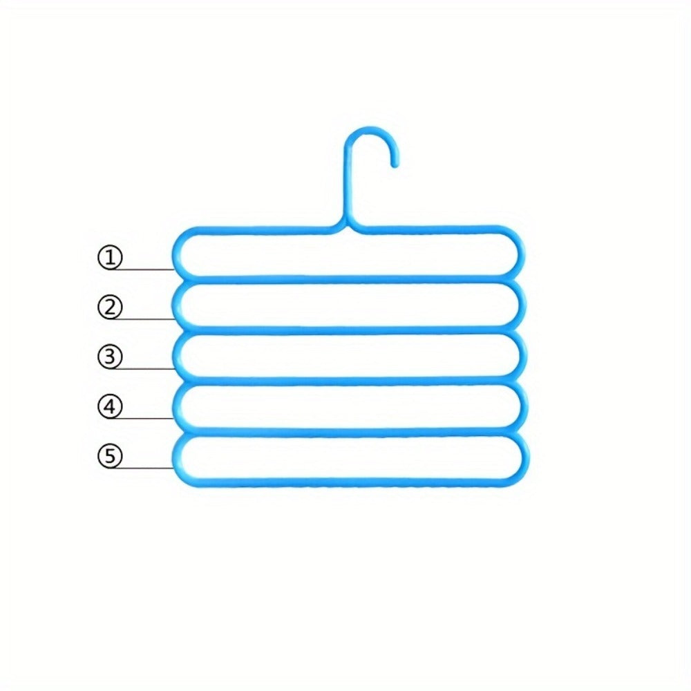 Multi-Layer Pants Hangers Set of 5 ¨C 5-Tier Space Saving Clothes Rack, Slip-Resistant Adjustable Wardrobe Organizer for Pants, Jeans & Clothes, Closet & Laundry Room Storage