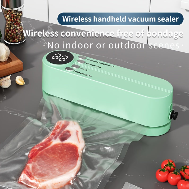 Vacuum Food Sealer Machine USB Rechargeable ¨C Portable One-Touch Automatic Food Vacuum Sealer with Inflation Mode & Digital Display for Kitchen Freshness, Camping, Office & Home Use