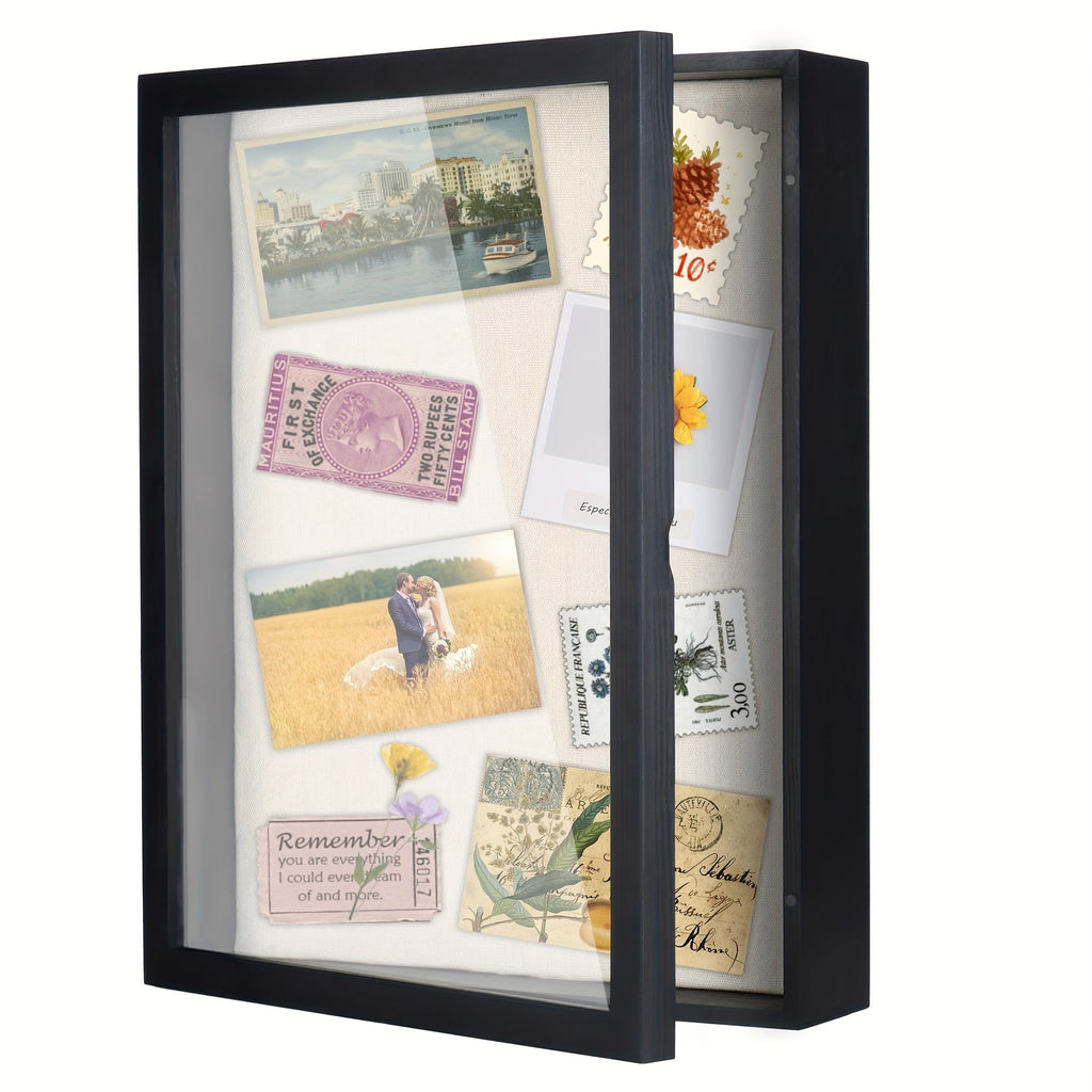 Shadow Box Frame 12x16 ¨C Large Deep Display Case with Plexiglass Cover for Photos, Medals, Flowers, Memorabilia & Keepsakes, Sturdy Wall Mountable Memory Box, Black