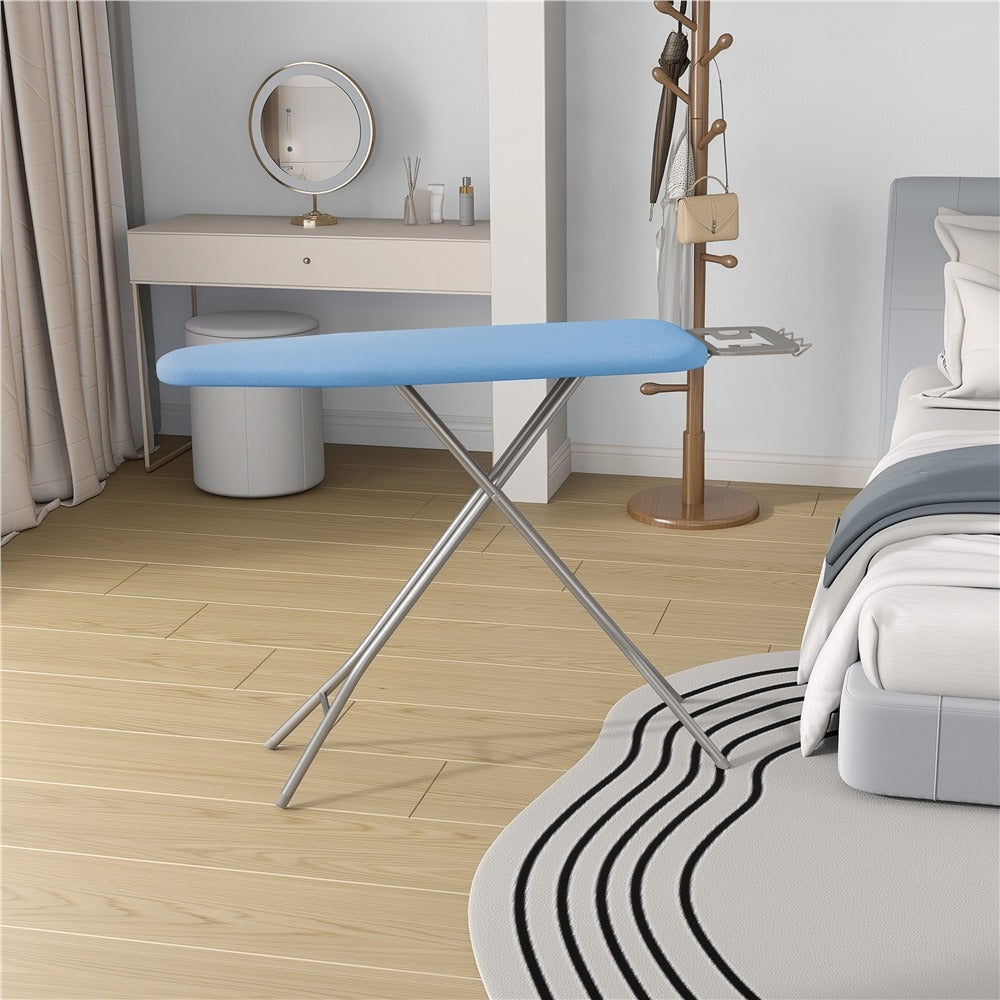 Ironing Board Full Size Adjustable Height Foldable Iron Board with 4-Leg Stand 4-Layer Thick Pad Iron Rest Safety Lock for Home Dorm Laundry Room