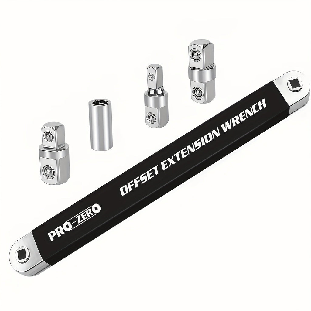 Ratchet Wrench 2-in-1 Offset Extension with 1/4¡± 3/8¡± 1/2¡± Square Head Adapters, 180-Degree Rotation High Torque Non-Slip Handle, Universal Flex Head Ratchet for Narrow Spaces & Auto Repair