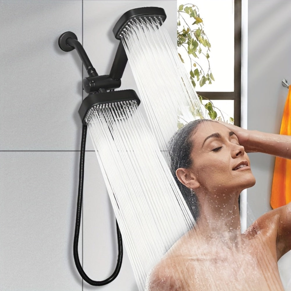 2-in-1 High Pressure Handheld Shower Head Set with Rain Showerhead ¨C Long Hose T-Valve ABS Wall Mount Bathroom Upgrade