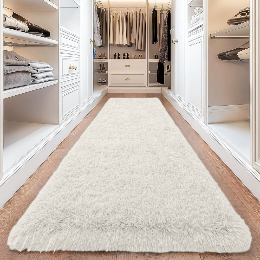 Shaggy Area Rug 4x6 - Soft Plush Non-Slip Indoor Carpet for Living Room Bedroom, Machine Washable Floor Mat in Navy White Beige Black Grey