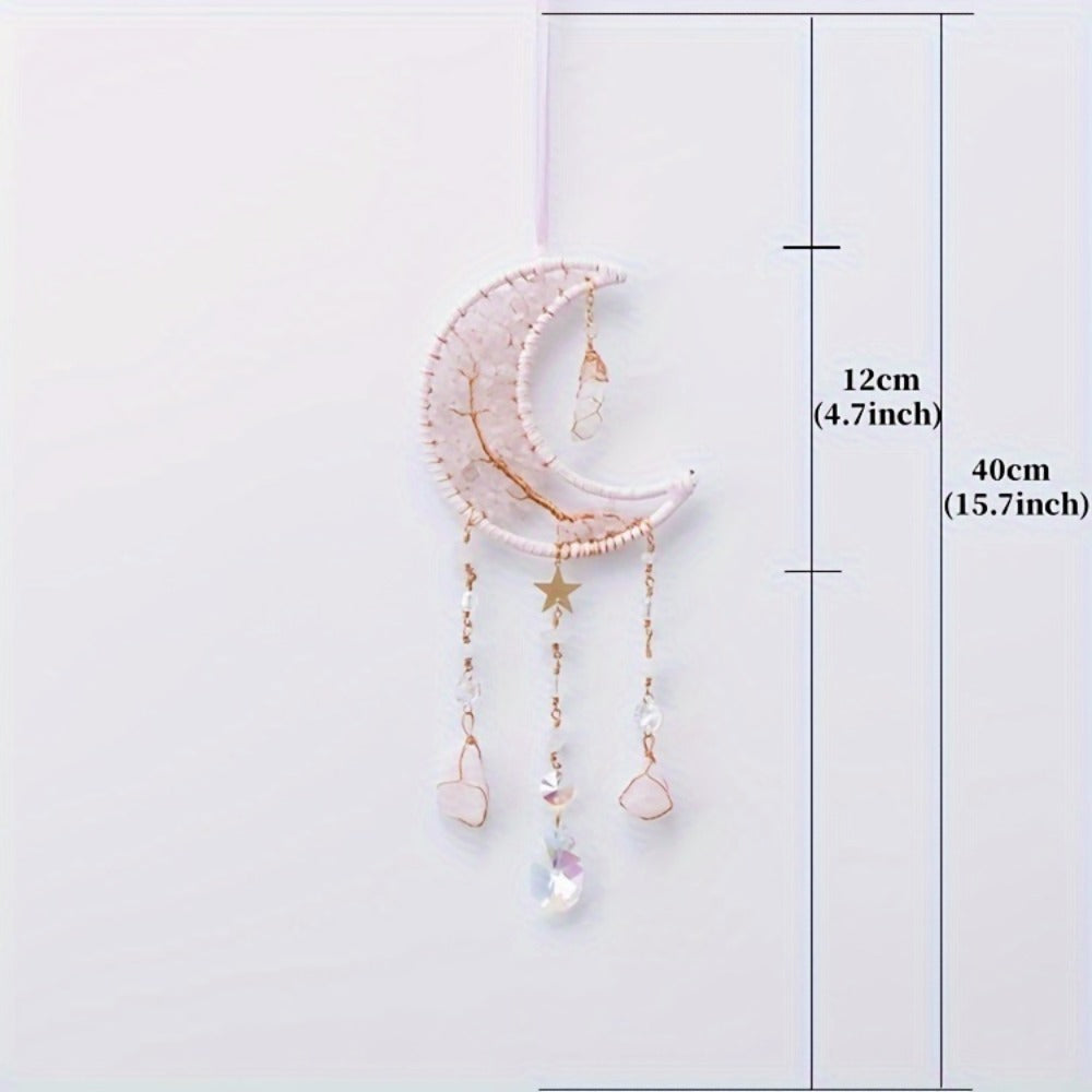 Dreamcatcher Moon Suncatcher Wall Hanging ¨C Handmade Boho Wind Chime Pendant for Indoor Outdoor Garden, Courtyard & Party Decor ¨C Christmas & Birthday Gift