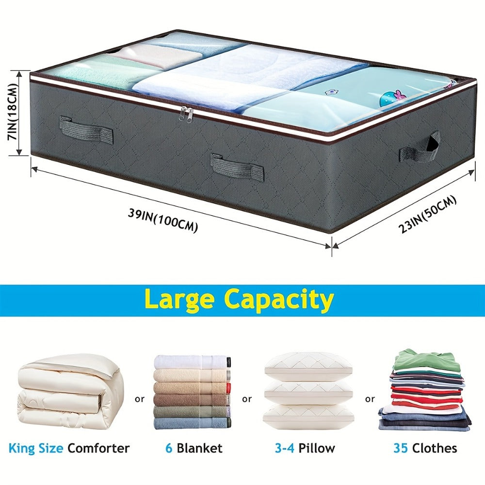 Under Bed Storage Bins Collapsible 23.78 Gal ¨C Foldable Underbed Organizer Bags for Blankets, Clothes, Comforters, Sheets & Sweaters with Zipper Lid
