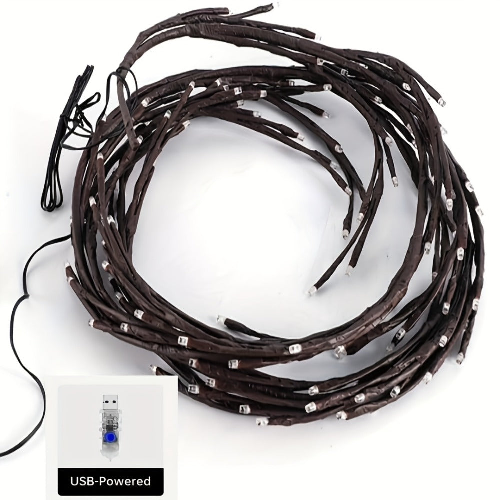 96 LED Fairy Lights USB Powered - 6ft Bendable Willow Branch String Lights with 8 Modes & Remote Control for Indoor Home Decor, Wedding, Christmas, Holiday Party