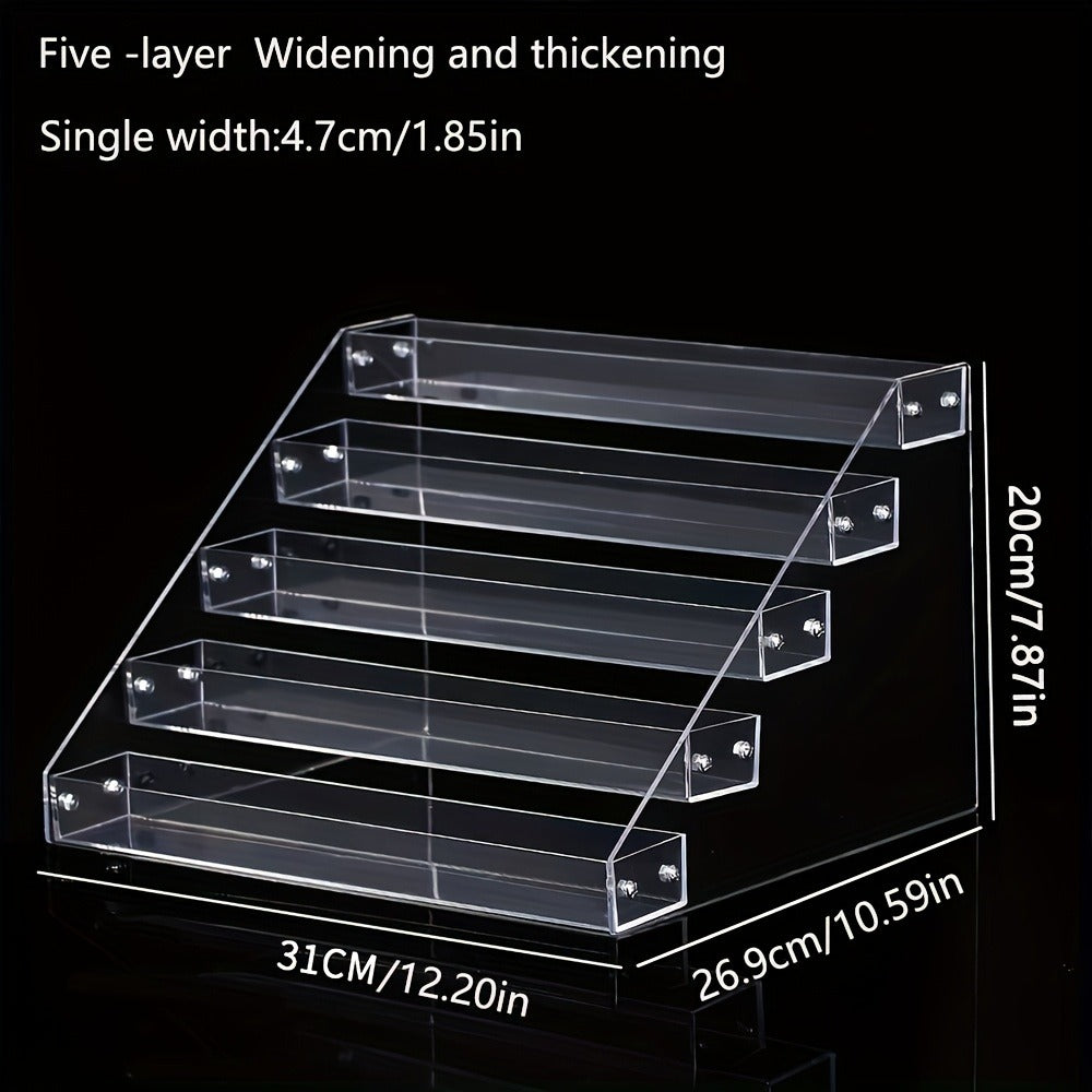 Clear Acrylic Makeup Organizer 5-Tier Cosmetic Storage with Multiple Compartments for Perfume Lipstick Skincare Nail Polish Jewelry Vanity Dorm Bedroom