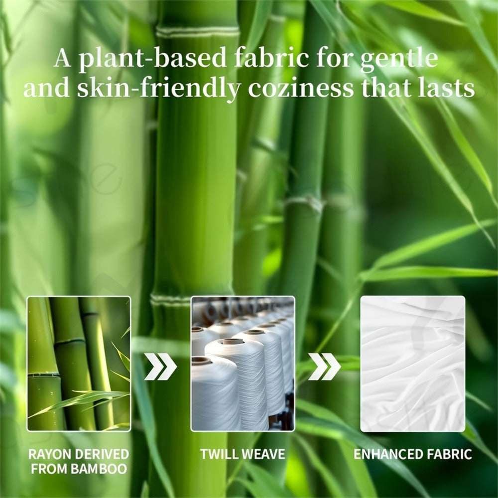 Fitted Sheet Bamboo Blend Deep Pocket Breathable Bed Sheet Set with Pillowcase