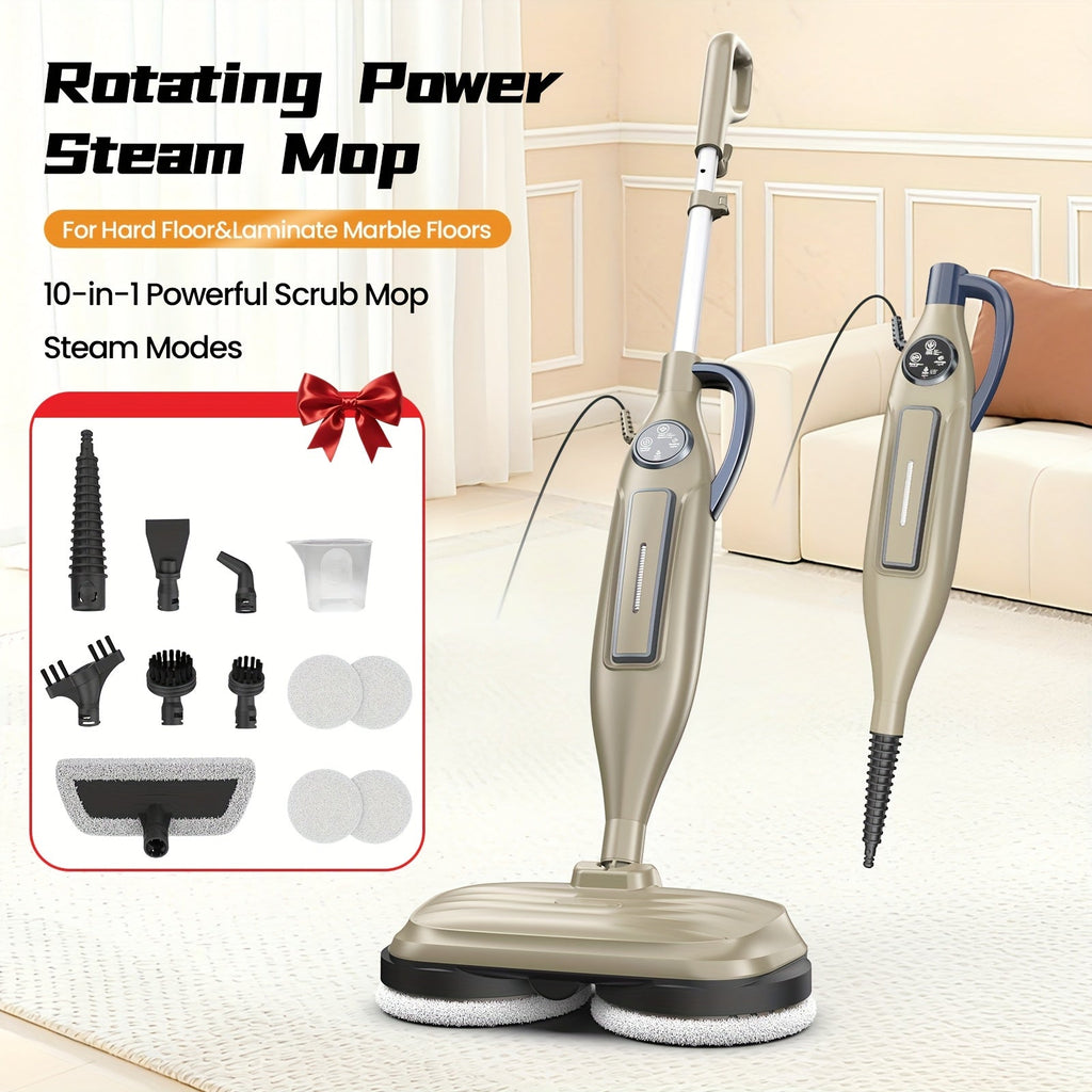 Steam Mop 10-in-1 Spinning Rotating Mop Pads with Steam Blaster Technology - 3 Steam Modes, LED Headlights, Lightweight Spin Mop for Hard Floor, Laminate & Marble, Washable Pads, VM6 Pro Series