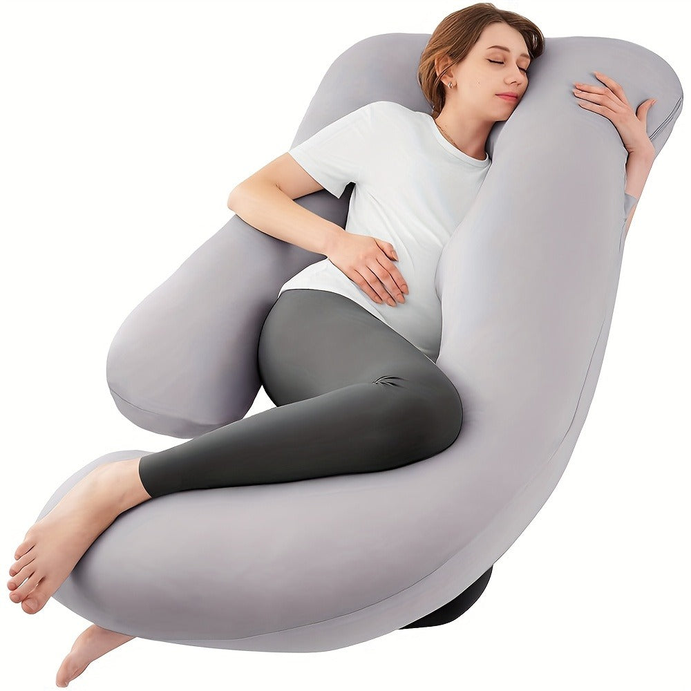 Pregnancy Pillow J-Shape 60 Inch Full Body Maternity Pillow with Velvet Cover ¨C Back Leg Belly Support for Pregnant Women Side Sleeper Body Pillow Multiple Colors