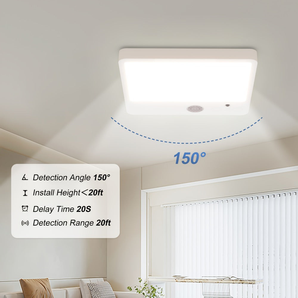 Wireless LED Ceiling Light Motion Sensor Rechargeable Battery Powered 3 Color Temperatures Remote Control No Wiring Closet Light for Bathroom Staircase Garage Hallway Kitchen Pantry White 1 or 2pcs