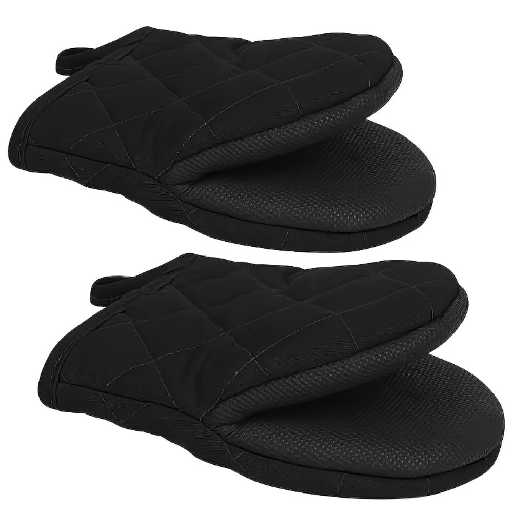 Oven Mitts 2 Pack Heat Resistant Kitchen Gloves - Non-Slip Multi-Ply Durable Cooking Baking Gloves Food Safe for BBQ Grilling Thanksgiving Christmas Holiday Kitchen Gift
