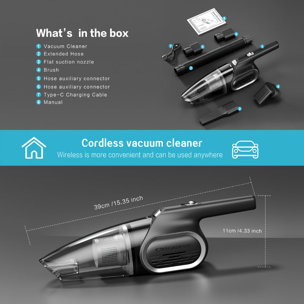 Handheld Vacuum Cleaner Cordless 6000PA Powerful Suction | Dual Filtration Low Noise Portable Mini Vacuum for Car Interior Pet Hair Kitchen Home Desk | Lightweight Compact Hand Vacuum | Multiple Colors