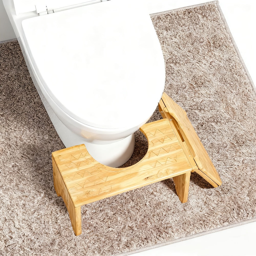 Toilet Stool Foldable Bamboo Squatting Stool ¨C Ergonomic 7-Inch Height for Natural Constipation Relief | Collapsible Non-Slip Bathroom Footstool for Space Saving, Travel & Easy Storage