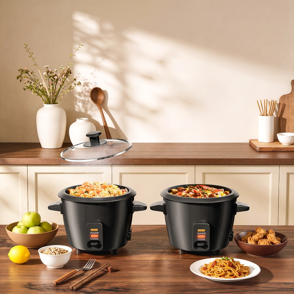 Rice Cooker Small Mini 3-Cup Uncooked 6-Cup Cooked ¨C 1.5Qt Electric Rice Pot with Auto Keep Warm, One-Touch Operation, Oatmeal Cooker & Soup Maker for Individuals & Small Families, Black
