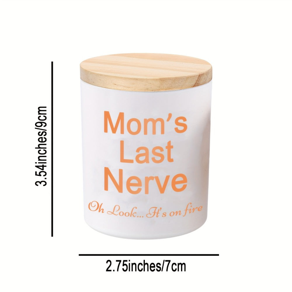Lavender Scented Soy Candle Gift for Mom Engraved Crystal Glass Candle Funny Mom's Last Nerve Candle Mothers Day Birthday Christmas Gift from Daughter Son 12+ Hour Burn Soy Beeswax Blend