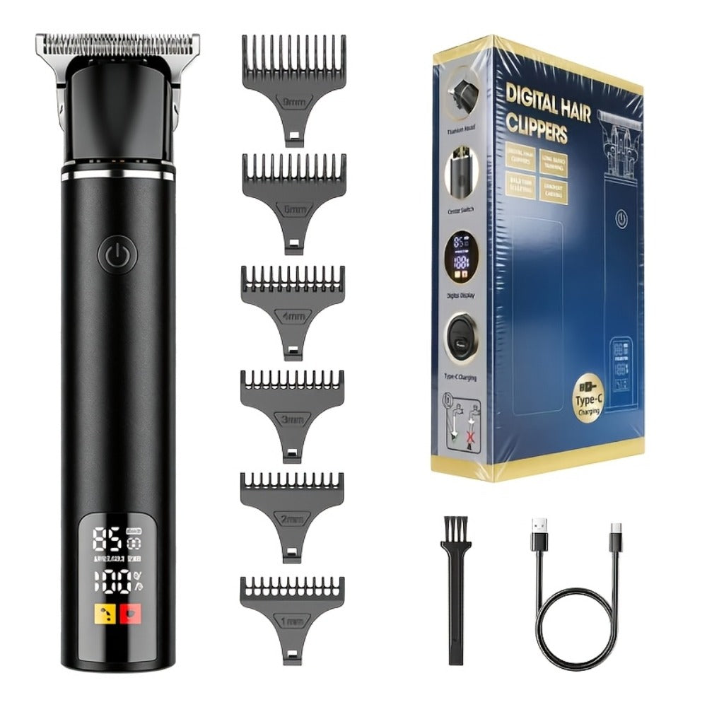 Men's Hair Clipper Professional Cordless ¨C Smart LCD Display, 6 Guide Combs, Electric Beard Trimmer, Type-C Fast Charge, Long Battery Life, Father's Day Grooming Gift