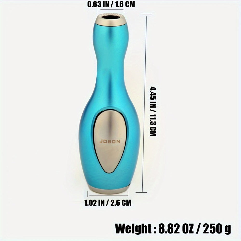 Windproof Butane Lighter - Refillable Zinc Alloy Jet Blue Flame Lighter with One-Button Adjustable Flame, Bowling Design Metal Lighter for Outdoor, Camping & Everyday Use (Butane Not Included)