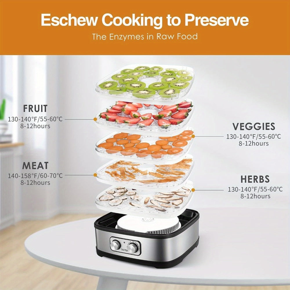 Food Dehydrator 240W with Temperature Control | BPA-Free Dishwasher-Safe Trays, Electric Food Dryer for Jerky, Fruits, Herbs & Vegetables, Recipe Book Included ¨C 5-Tray & 8-Tray Options