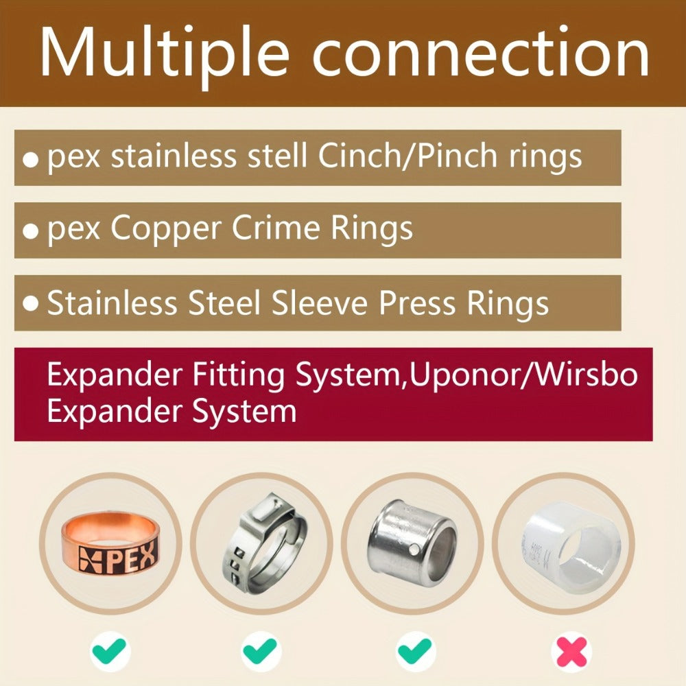 PEX Fittings Set 33pcs 1/2 Inch - Lead-Free Brass Crimp PEX B Fittings, 11 Each Elbow Tee Coupling, ASTM F1807 NSF/ANSI 61 Certified, Corrosion Resistant for Hot Cold Water Plumbing