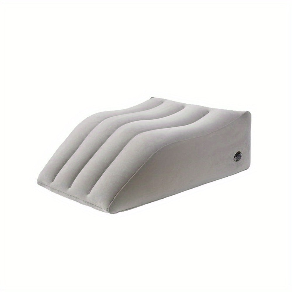 Inflatable Leg Elevation Pillow for Sleeping ¨C Wedge Knee Support Cushion for Swelling Relief, Ergonomic Leg Raise Pillow for Bed, Travel & Camping, Lightweight & Portable, Gray