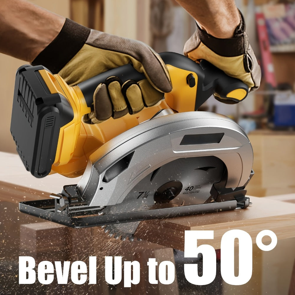 Brushless Cordless Circular Saw for Dewalt 20V MAX Battery - 7-1/4 Inch 0-50¡ã Bevel Cut Electric Saw with Saw Blades Included