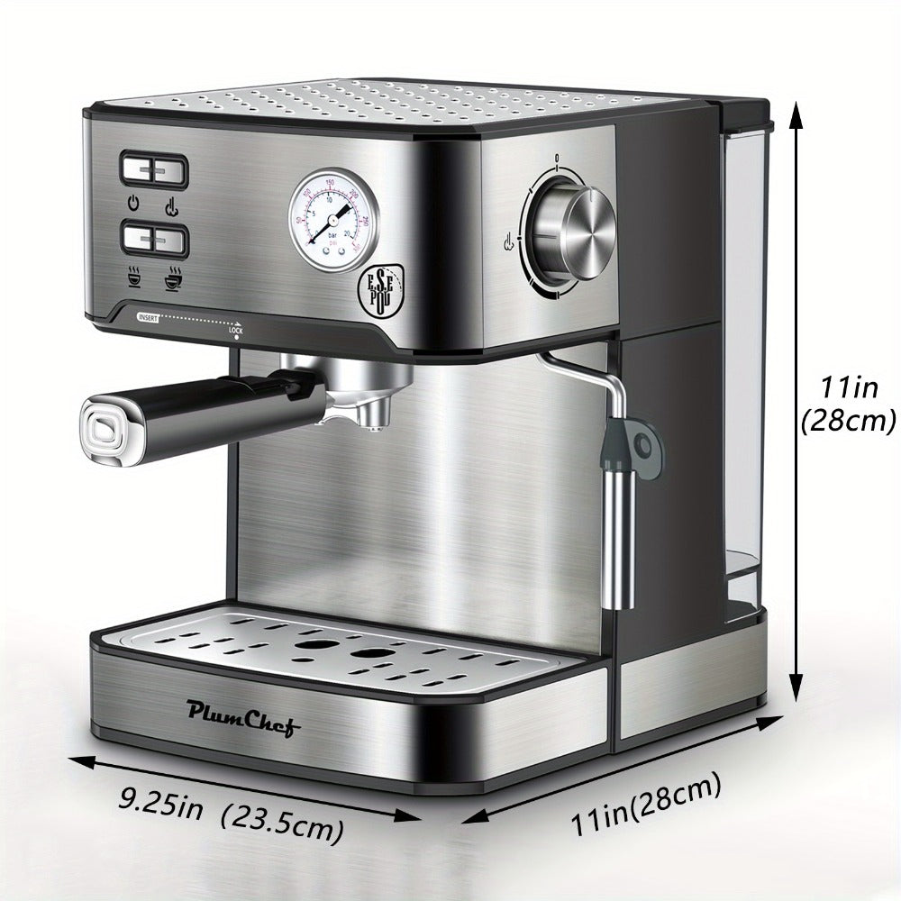 Espresso Machine Stainless Steel ¨C Dual-Brew Coffee Maker with 54.1oz Water Tank, High-Pressure Steam Wand, ESE Pod & Ground Coffee Compatible, 1 & 2 Cup Brewing, Overpressure Protection for Home Barista