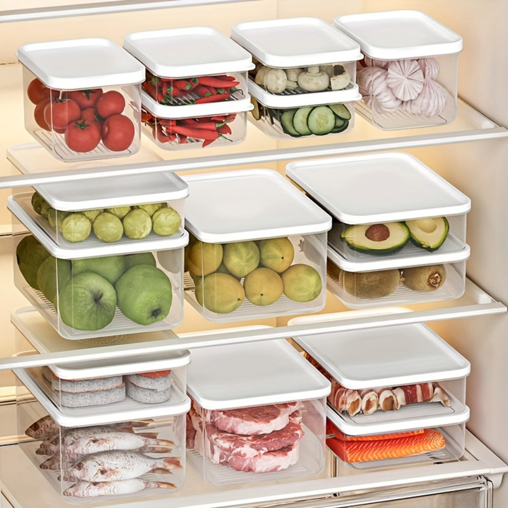 Stackable Refrigerator Storage Containers with Lids 4pcs, 42-Oz BPA-Free Food Storage Set for Meat Fruits Vegetables, Airtight Kitchen Organizer Containers