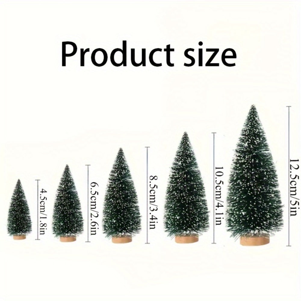 Mini Artificial Christmas Trees Set of 15, Bottle Brush Tabletop Trees with Wooden Base & Snowflake Sprinkles ¡ª Bendable Non-Lit Holiday Centerpieces for Christmas, Halloween & Thanksgiving Decor