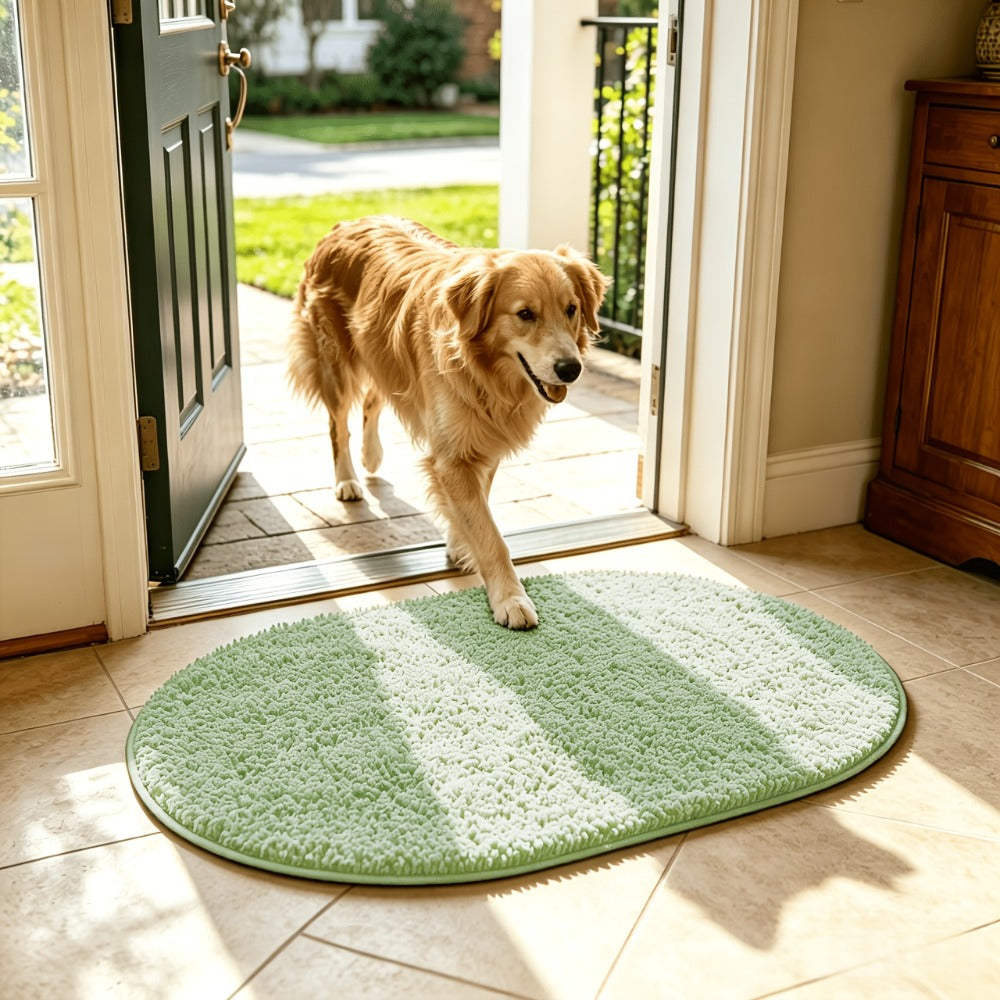 Chenille Bath Mat Non-Slip Super Absorbent Oval Bathroom Rug Soft Plush Carpet for Bathroom Kitchen Bedroom Entryway Indoor Outdoor Pet Dog Mat Machine Washable Multi-Color Multi-Size