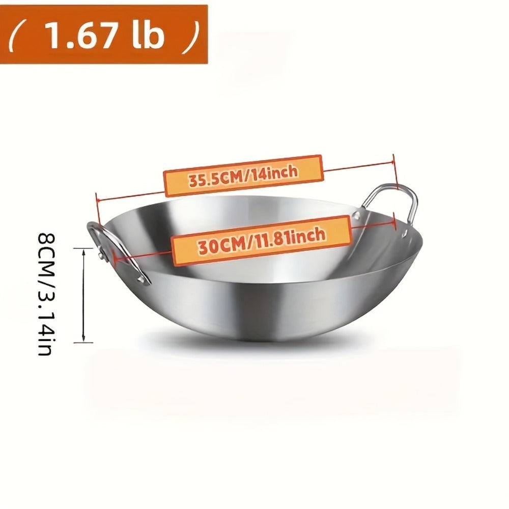 Stainless Steel Wok & Frying Pan ¨C Non-Stick Cooking Surface, Ergonomic Handle, Compatible with Gas, Induction & Electric Stovetops, Extra Thick & Deep, Easy to Clean