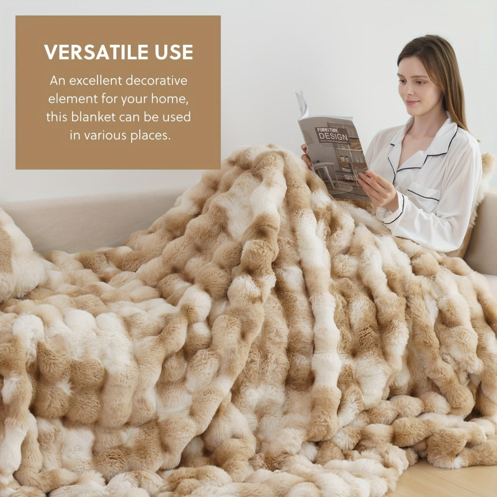 Faux Rabbit Fur Throw Blanket ¨C Ultra-Soft Plush Fleece for Bed, Couch, Sofa & Travel, All Season, 11 Colors, Throw to King Size
