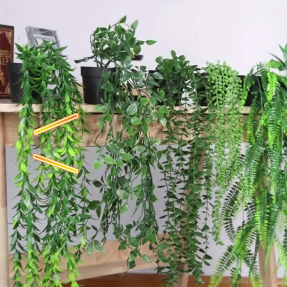 Artificial Hanging Ivy Vines ¨C Fake Eucalyptus & Mandala Green Vine Plants for Indoor Wall Decor ¨C Faux Hanging Plants for Bedroom, Bathroom, Balcony, Bookshelf & Living Room Aesthetic ¨C 6 or 8 Pack