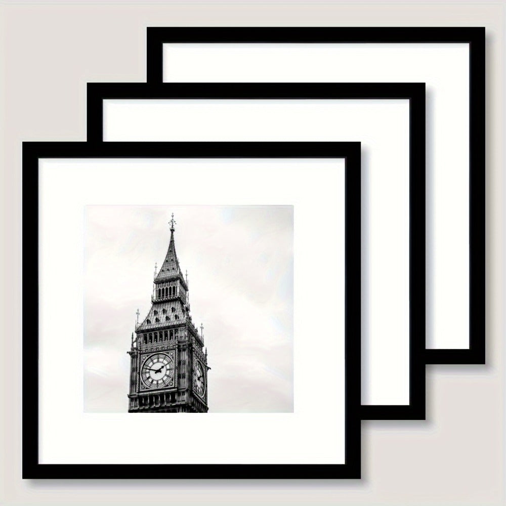 Square Photo Frames Set of 3, Black White 8x8 12x12 Inch Wall Hanging Picture Frames for Living Room Hallway Gallery Wall, Holiday Gift for Friends Family Home Decor