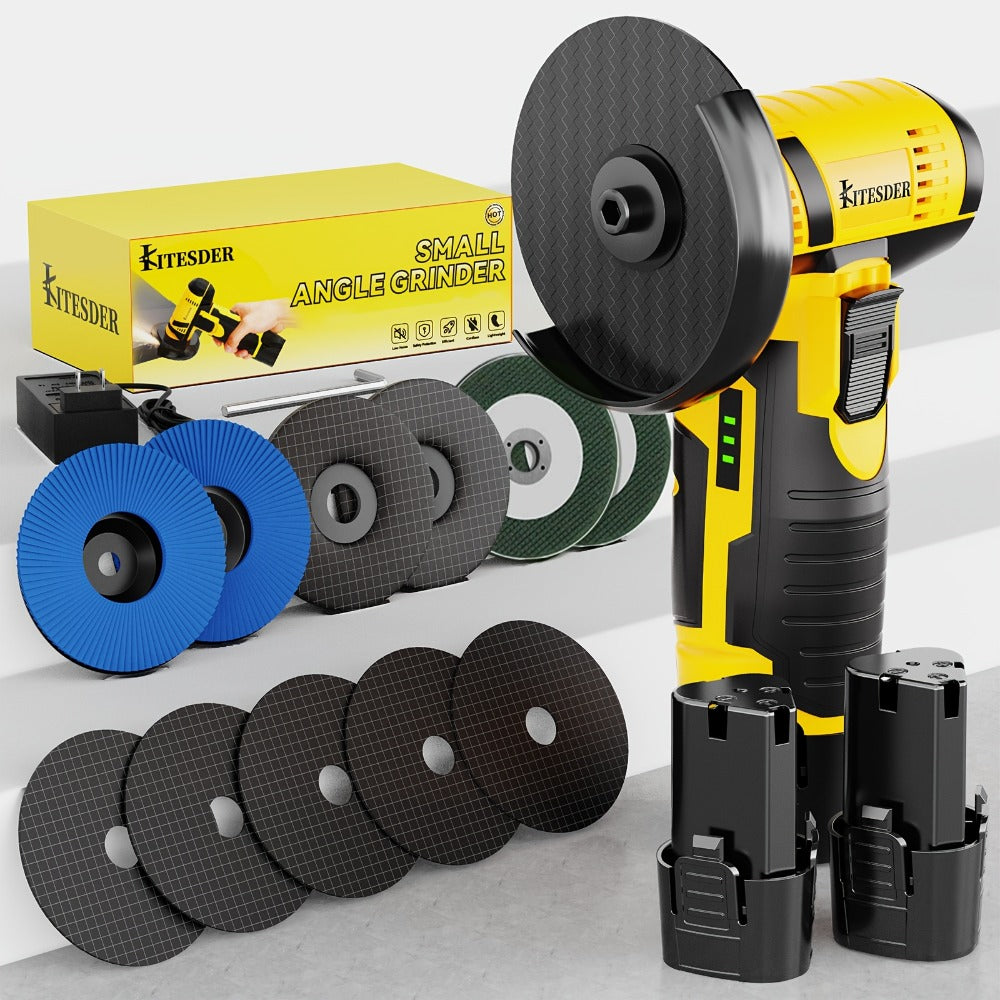 12V Cordless Angle Grinder - 19500 RPM Electric Sander & Polisher for Metal, Wood & Home Repairs, Multi-Function Grinding Tool