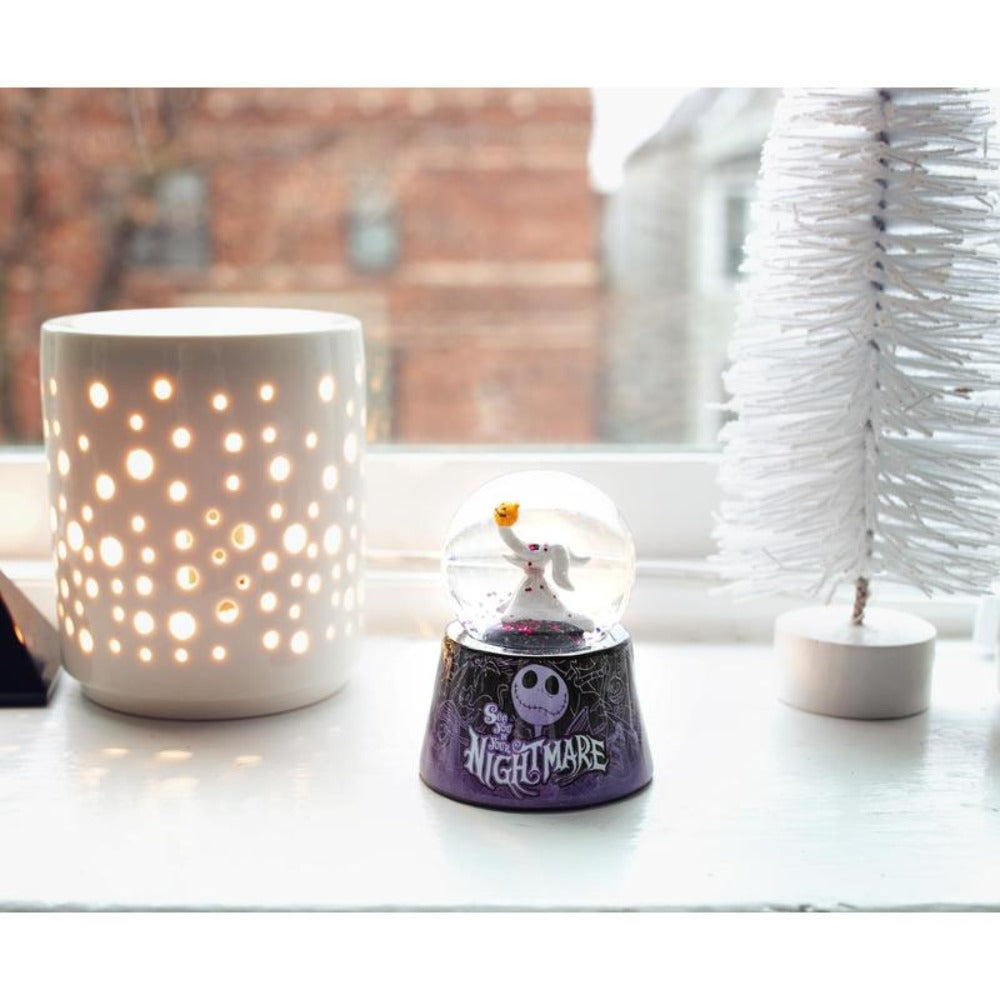 Nightmare Before Christmas Zero Light-Up Snow Globe ¨C Disney Jack Skellington Dog Mini Collectible Snow Globe 3-Inch, LED Light-Up, Battery Included, Halloween Christmas Desk Decor Gift
