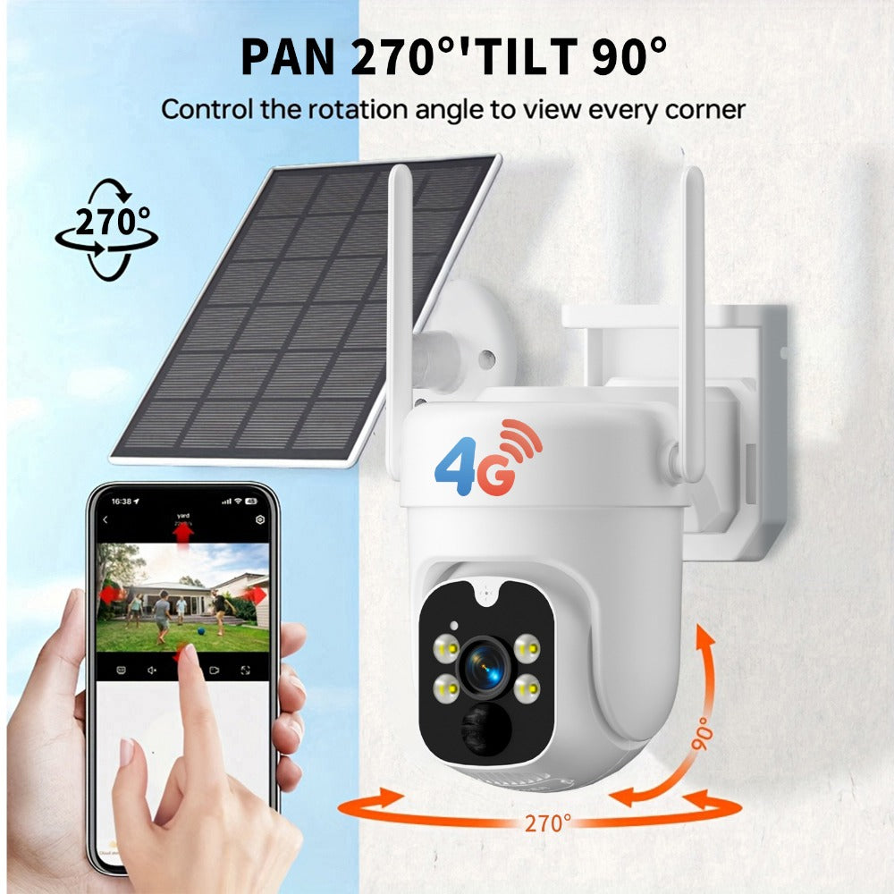 Solar Security Camera 4G Outdoor ¨C AI Smart Alarm, Solar Powered, No WiFi & Wire-Free, 4G LTE Surveillance Camera for Farm, Villa, Ranch & Remote Property Security (TBG12)