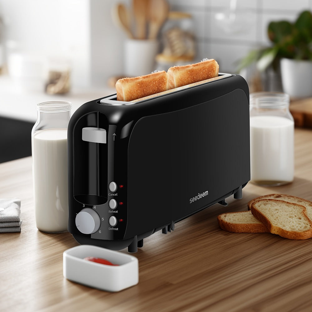 Slim Toaster 2-Slice Long Slot ¨C 1.45¡± Wide Slot, 6 Shade Settings, Cancel/Reheat/Defrost, 750W, Removable Crumb Tray | 6 Colors
