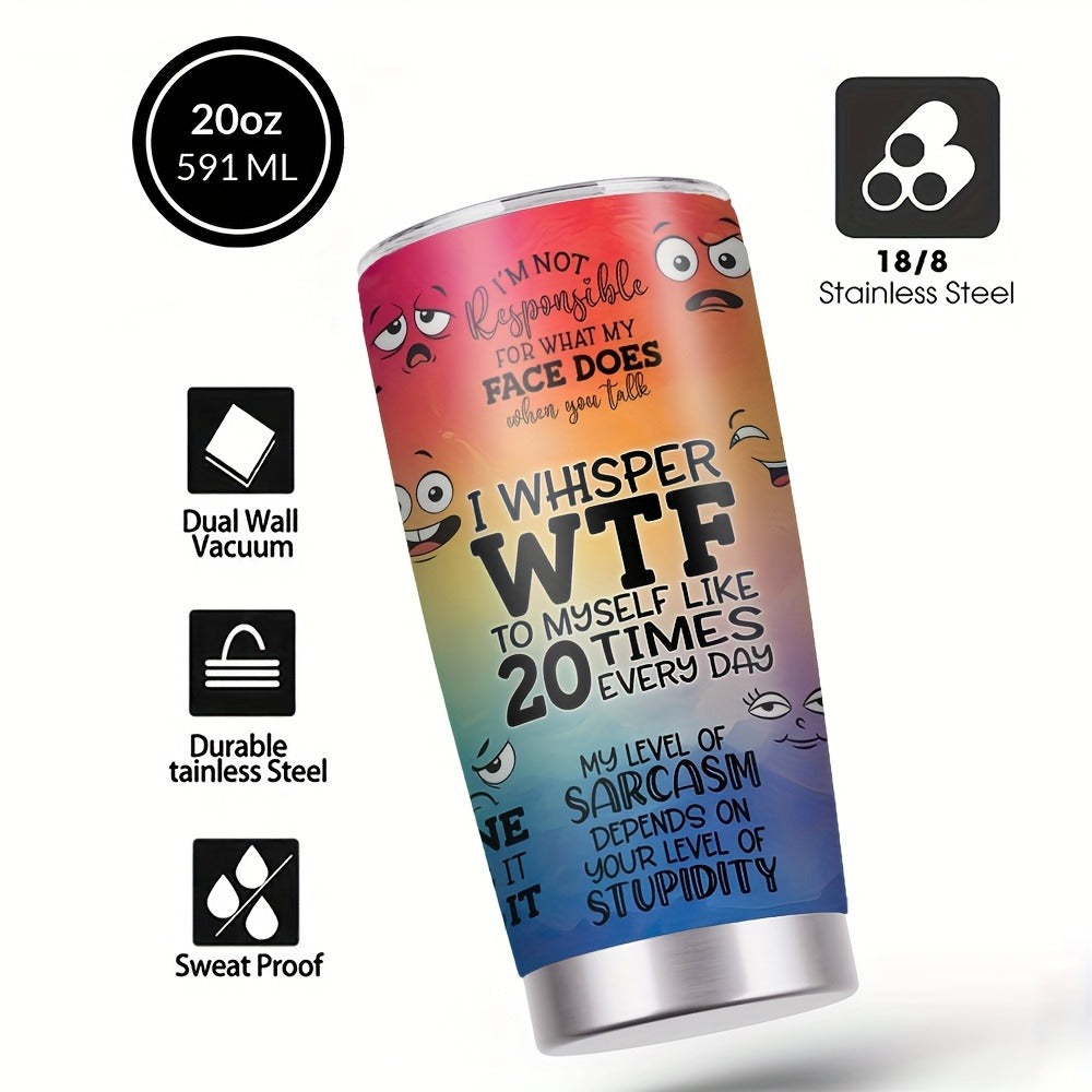 Insulated Tumbler 20oz with Lid & Straw Rainbow Humor Pattern Stainless Steel Travel Coffee Mug Hot Cold Drinks Gift for Women Men Coworker Birthday Christmas