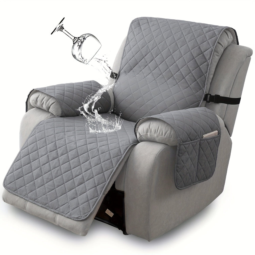 Chenille Knit Recliner Chair Cover Non-Slip Elastic Straps Drawstring Closure Pet Furniture Protector for Large Recliner 8 Colors