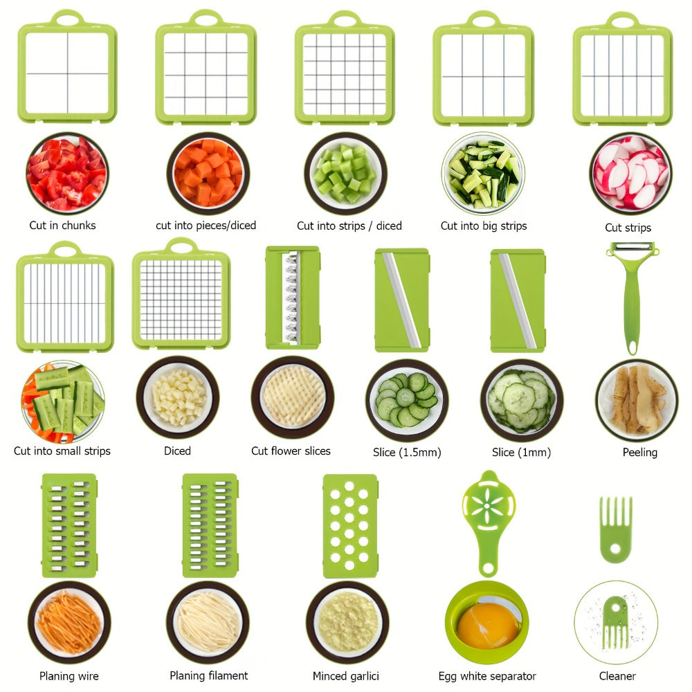 25-in-1 Vegetable Chopper & Food Chopper - Onion Cutter Mandoline Slicer with Container for Meal Prep Kitchen Gadget