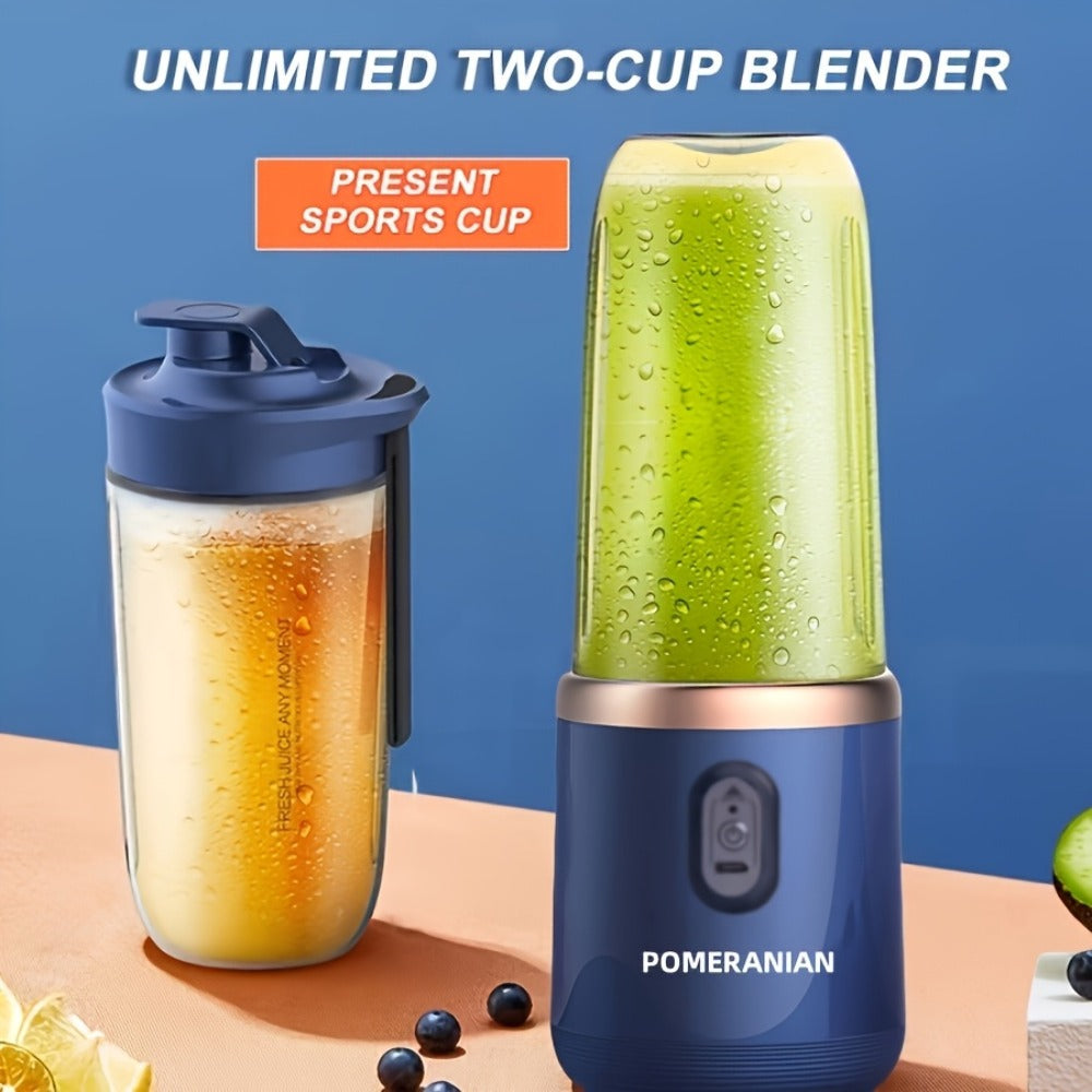 Portable Blender Juicer Double Cup 1500mAh Rechargeable ¨C Food-Grade ABS Multifunctional Fruit Vegetable Juicer | USB Charging Gift Box | Blue Pink White Summer Kitchen Essential