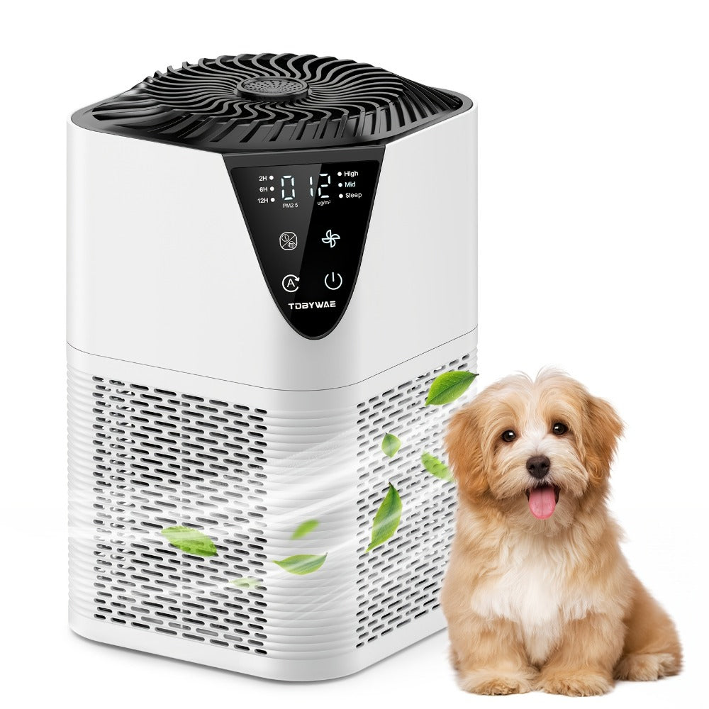 Air Purifier for Bedroom & Home ¨C Covers 1250 Sq Ft, 3-in-1 True HEPA Filter, Removes Allergies, Pet Hair, Dust, Smoke & Odors, Air Quality Monitor, Aromatherapy, Better Sleep for Office & Living Room