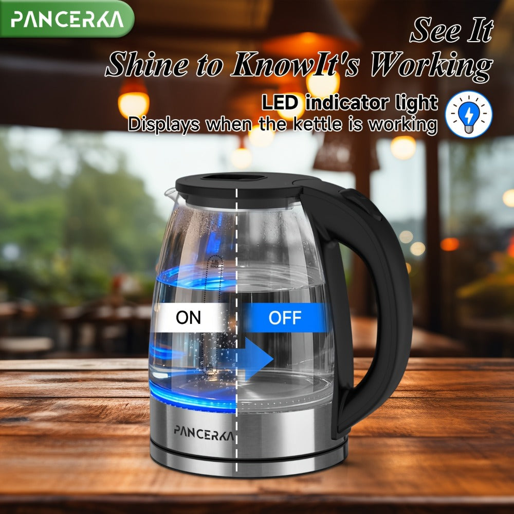 Electric Kettle 1000W BPA Free Auto Shut-Off Stainless Steel Fast Boiling Hot Water Kettle 1.7L Cordless Tea Kettle with Filter Boil-Dry Protection Black