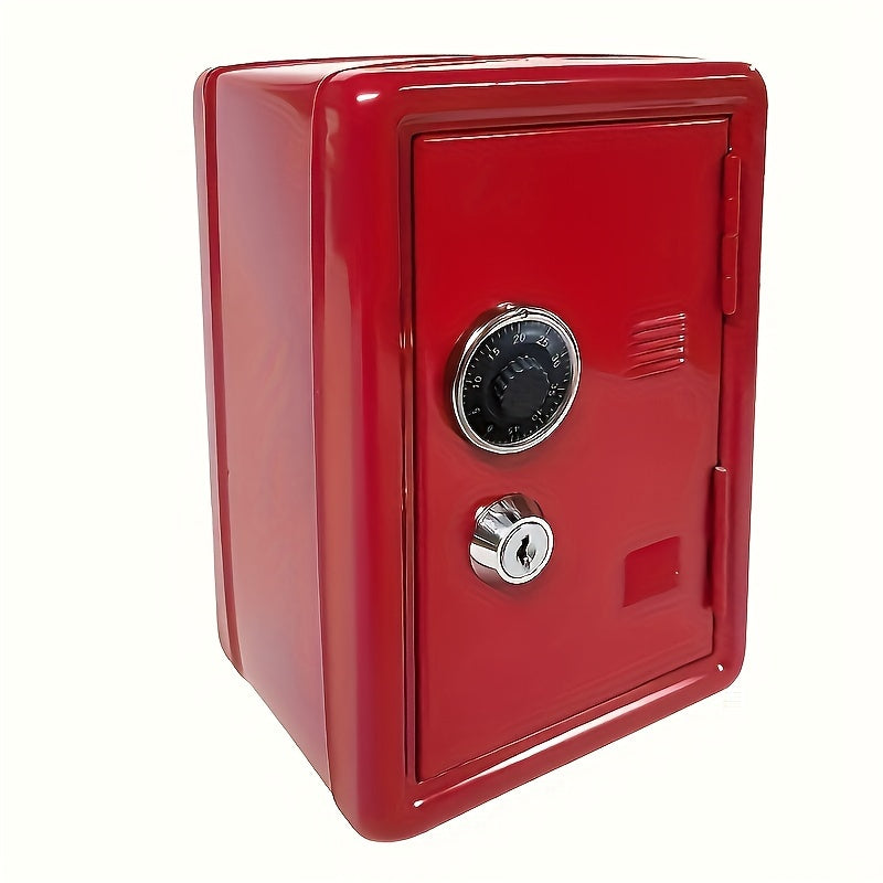 Password Lock Cash and Coin Storage Box with Key Lock Portable Money Box for Saving Cash Coins Notebooks Passports Valuables Home Office Security Gift Red Pink
