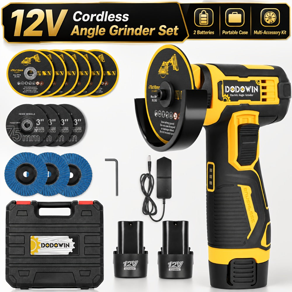 Mini Cordless Angle Grinder 19500RPM ¨C Electric Grinding Polishing Tool for Metal Wood Stone Concrete | Lithium Power Grinder with Battery Options