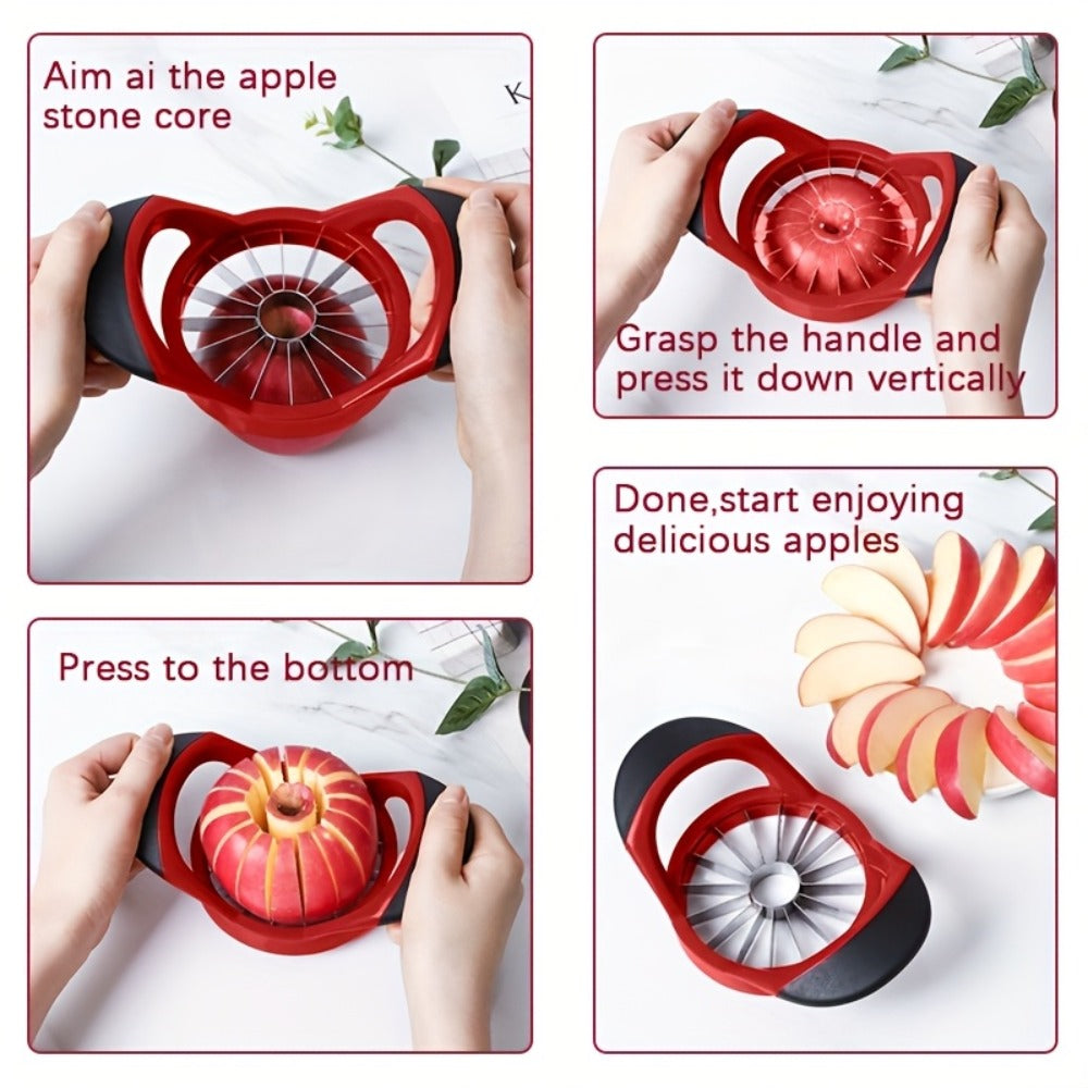 Apple Cutter Slicer 12-Blade Large Ultra-Sharp Stainless Steel, One-Press Core Remover Divides into 12 Pieces, Rust-Resistant Fruit Cutter for Apples Pears, Kitchen Gadget for Family & Meal Prep